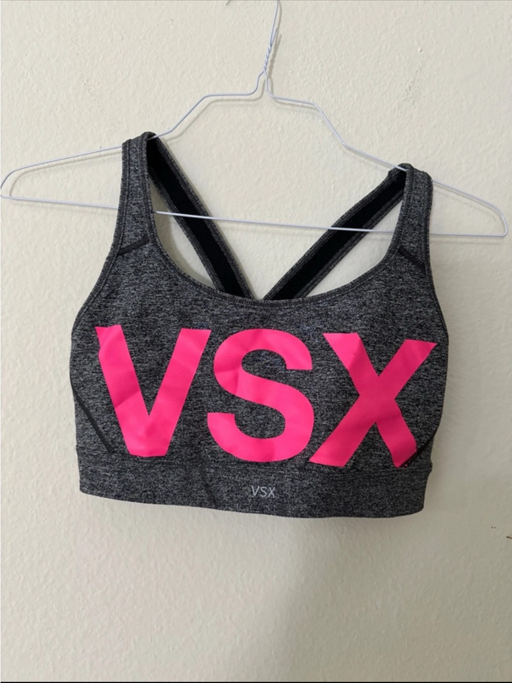Victoria's Secret Gray & Hot Pink VSX Logo Sports Bra